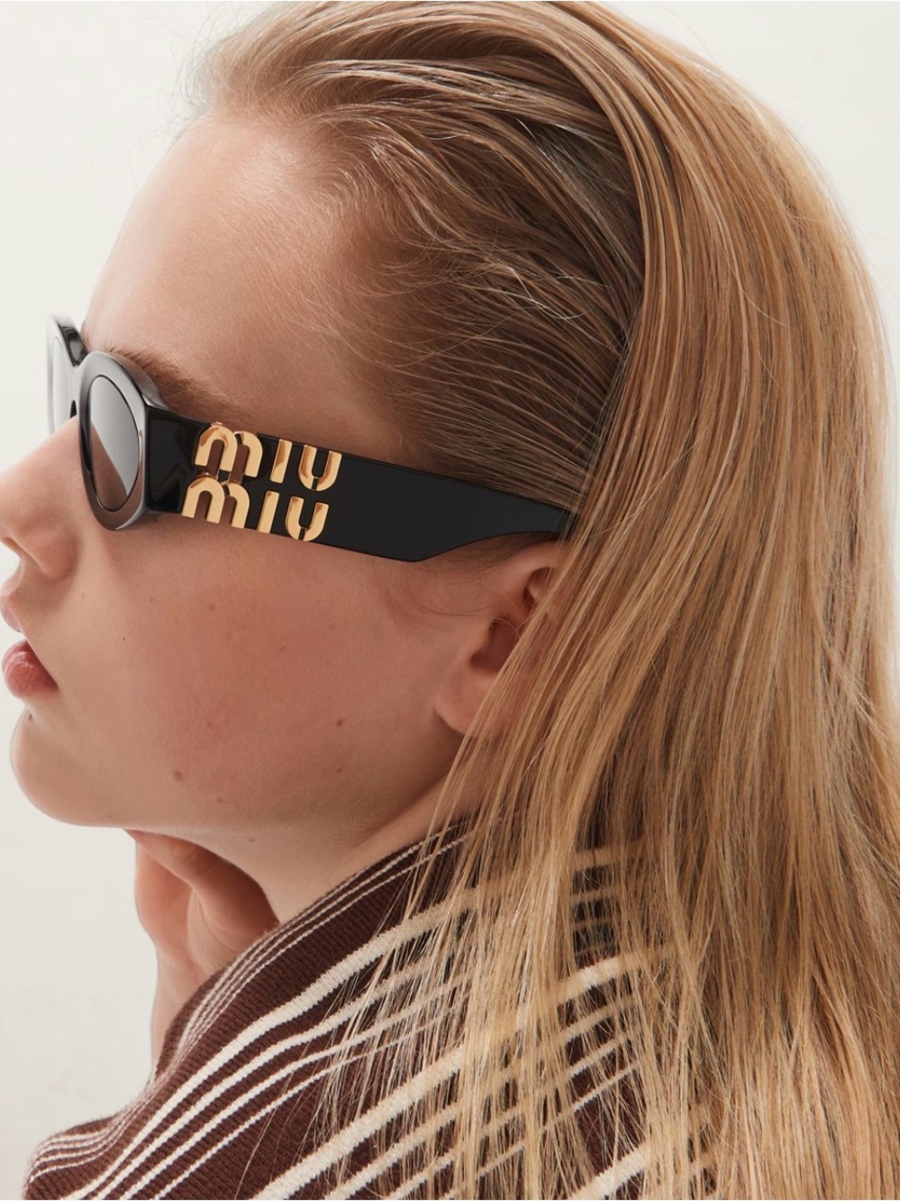 Miu Miu Kids Black Sunglasses with Gold Logo